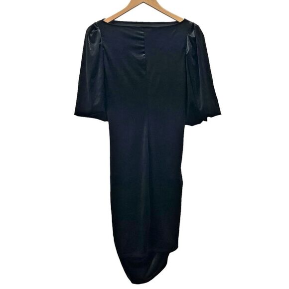 Vero Moda Black Velvet Boat Neck Ruched Puff Sleeve Cocktail Dress Size Medium - Picture 5 of 15